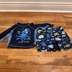 Baby Boy Swim Trunks And Rash Guard Set 6-9M